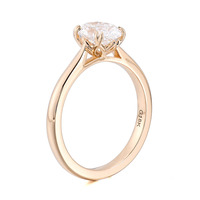 RongZhen 1.0CT Round Cut Gemstone Solitaire Fiançailles 10K 14K 18K Or Massif Moissanite Bague GRA Certificat Prong Set Classique