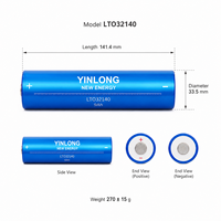 Sel Baterai Lithium Titanate Yinlong 2.3V 9Ah LTO 32140, Pengisian Cepat 5C, 16000 Siklus untuk EV, UPS, ESS