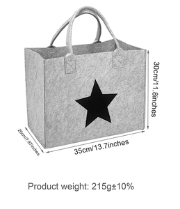 Bolsa de Fieltro Ligera con Logotipo Personalizado, Diseño de Estrella Negra, Ecológica, Reutilizable, para Compras, Regalos para Mujeres y Niños, Portátil y Abierta - Product Image 3
