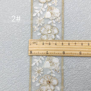 Nastro in Organza con Paillettes Oro e Argento, Ricamo Floreale Etnico per Colletti di Abbigliamento, Accessori per Scarpe e Borse - Product Image 6