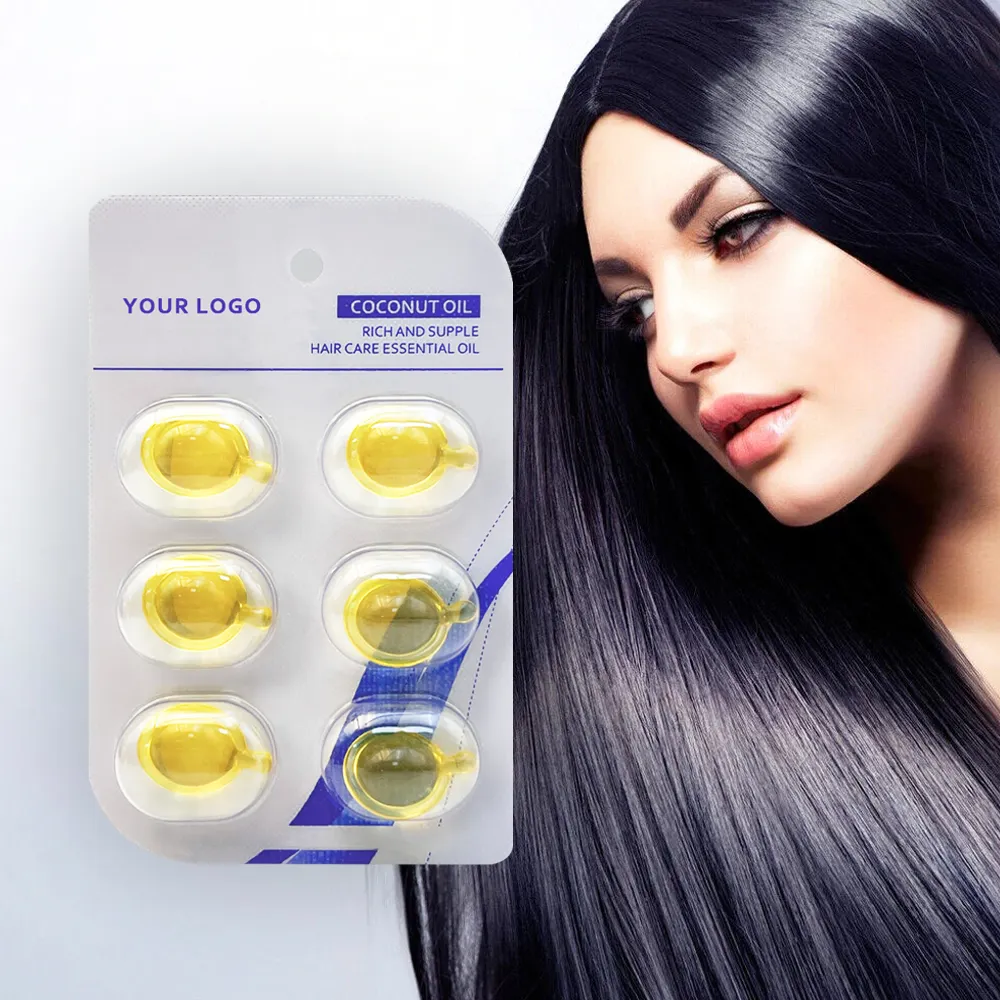 Personalizzazione olio naturale per la crescita dei capelli al rosmarino e al cocco in confezione di sacchetti di Capsule comodo da usare prodotto per la cura dei capelli