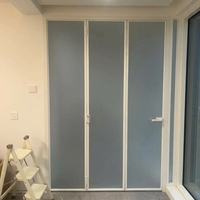 Porte intérieure double en aluminium noir, style industriel moderne, avec verre transparent, pour appartement et maison de type studio