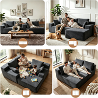 Canapé modulaire en forme de L VANBOW, compressé sous vide, avec chaise longue pour salon et appartement