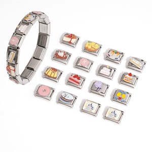 Nuevas Pulseras Italianas Populares con Dijes de Acero Inoxidable en Forma de Corazón y Dulces, Pulsera de Eslabones con Dijes Italianos - Product Image 1