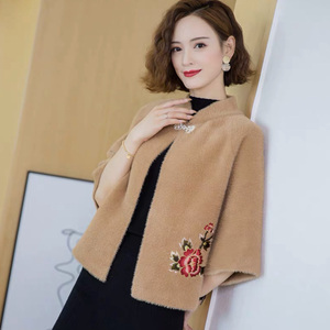 Nuovo <span class=keywords><strong>Cardigan</strong></span> in poliestere fiore corto elegante con un mantello avvolgere sciarpa Poncho scialle donna - Product Image 5