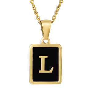 Collar con Colgante de Letra Inglesa Chapado en Oro de 18K, Cadena de Acero Inoxidable Dorada, Collares con Iniciales del Alfabeto para Mujer, Joyería - Product Image 3
