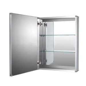 Hot Sale Oem Silver Aluminum Bathroom Vanity Medicine Cabinet With Beveled Edge Mirror