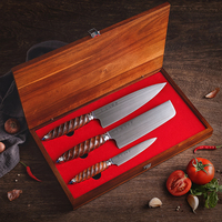 Ensemble de couteaux de cuisine en acier en poudre M390 personnalisé avec manche en bois de fer du désert de luxe 62 HRC