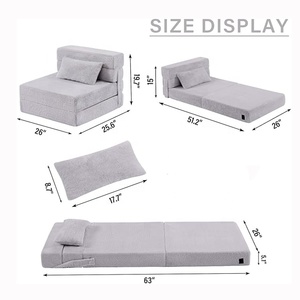लोकप्रिय मल्टीफ़ंक्शन फोम फोल्ड सोफा बिस्तर अतिथि सोफे के साथ तकिया की कुर्सी के साथ सांस लेने योग्य कवर के साथ - Product Image 2