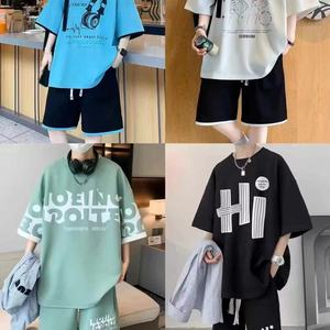 Conjunto de Ropa Deportiva Casual Juvenil de Marca Moderna, Camiseta Holgada de Manga Corta 100% Fibra de Bambú Ecológica para Hombre, Verano - Product Image 3