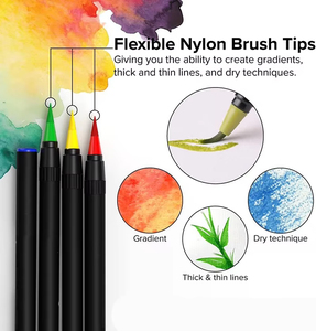 Stylos à pinceau aquarelle les plus vendus crayons marqueurs à pointe <span class=keywords><strong>feutre</strong></span> colorés pour adultes ensemble de matières plastiques à colorier dans un emballage en boîte PP - Product Image 6