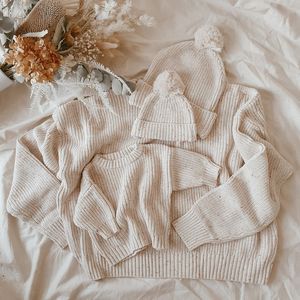 Custom Winter Newborn Baby <strong>Chunky</strong> Knitted Organic Cotton Knit Sweater Suit Speckled Baby Kids Girl Baby Bloomer Sweater Set - Product Image 3