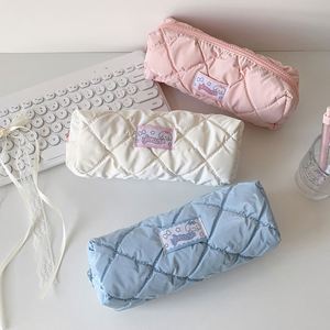 Wide Opening Kawaii Travel Cosmetic Bags Cute Small Quilted Cotton Makeup Pencil Pouch <b>for</b> Women and Girls - Product Image 2