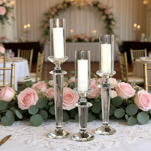 Set di Candelabri Alti in Cristallo ZT-026 in Offerta Speciale per Decorazioni da <span class=keywords><strong>Tavola</strong></span> per <span class=keywords><strong>Capodanno</strong></span>, San Valentino, Ringraziamento, Natale e Matrimoni - Product Image 1