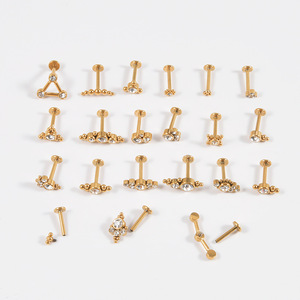 YICAI 316L Acero quirúrgico Clear Cubic Zircon Monroe Cartílago <span class=keywords><strong>Medusa</strong></span> Back <span class=keywords><strong>Piercing</strong></span> Internamente Roscado Cluster Lip <span class=keywords><strong>Piercing</strong></span> - Product Image 6