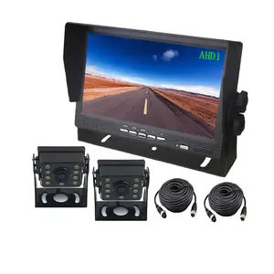 12V AHD 720P night vision backup rear view mini car camera vehicle system kit 7 inch LCD bus monitor 1024*600 IPS with sun visor