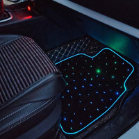 RSPOF Ensemble complet de tapis de voiture en fibre optique Starlight en tissu personnalisé 4 pièces Tapis de sol universels en fibre optique Star Light pour voiture