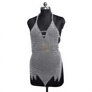 Vêtement en acier inoxydable plaqué argent, style armure de chaîne, forme irrégulière, design soudé, tendance - Product Image 1