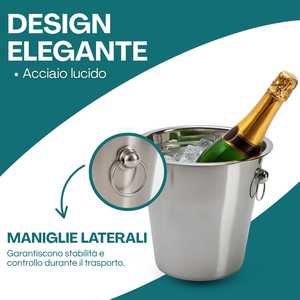 Seau à glace en acier Suaglass de 4 litres avec 2 poignées pour restaurants, fêtes et événements - Product Image 4