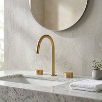 Ensemble de robinetterie trois pièces en laiton brossé doré, moderne, pour lavabo de chambre et salle de bain, à poser sur le comptoir, avec cartouche en céramique, vente en gros usine