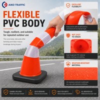 Pylône de signalisation Aiko avec corps en PVC réfléchissant pour la délimitation routière, la guidage des voitures et la recherche de clients régionaux