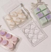Boîtes en plastique PET transparentes personnalisées pour bougies et cires fondantes, emballage de luxe moderne, impression en relief, laminage mat, blister, coque en plastique