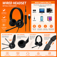 Produsen Headphone Shenzhen OEM Kantor Komputer Call Center Mikrofon Headphone USB2.0 3.5MM Headset Kabel Kustom