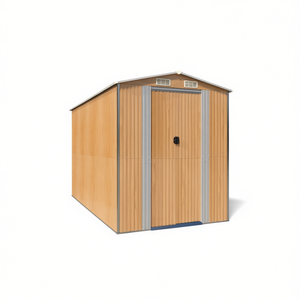 Caseta de jardín de acero galvanizado marrón claro de 75.6x140.6x87.8 pulgadas para almacenamiento - Product Image 1