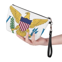 Trousse de Toilette de Voyage Personnalisée Îles Vierges en PU, Pochette de Maquillage Entièrement Imprimée Anti-UV pour Vacances, Rangement Cosmétique à Domicile