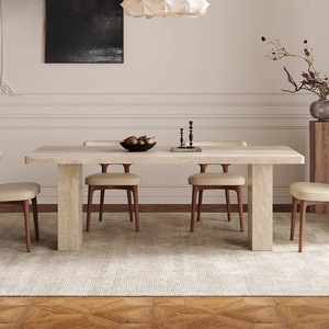 Tự nhiên màu be travertine bàn ăn đá đồ nội thất hình chữ nhật đá bảng <span class=keywords><strong>Top</strong></span> đá cẩm thạch bê tông bảng - Product Image 3