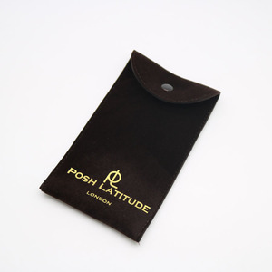 Pochette d'emballage cadeau en faux daim marron pour bijoux, pochette personnalisée en velours pour montre avec rabat - Product Image 3
