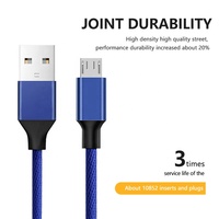 Kabel USB mikro 2.0, kepang cepat, nilon 1m 2m 3m Data10ft 2.0 kabel Usb mikro Android Charger 2A