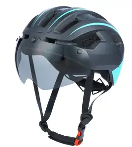 护目镜公路自行车头盔，带可拆卸透镜和赛车公路自行车头盔