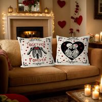 4 housses de coussin pour la Saint-Valentin, motif squelette « Love to Love Until Death », adaptées à la décoration de la maison et du jardin