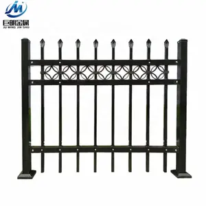 High Quality 4ft 5ft 6ft 7ft 8ft black three rails with aluminum floral wrought iron fence metal steel fence panels