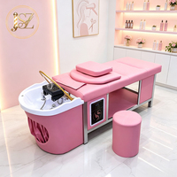 Lit de shampoing multifonctionnel moderne pour salon, avec réservoir d'eau intégré, pour thérapie capillaire, spa capillaire, massage thaïlandais et soins japonais allongés