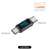 Adaptor USB C 90 Derajat Sudut Kanan Bentuk U USB4 Tipe C 40Gbps Layar LED PD 140W 8K Extender Thunderbolt 3/4 Kamera