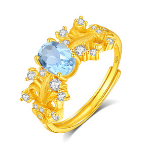 8 Anillos Vintage de Plata 925 Chapados en Oro con Acabado Cepillado, Diseño de Flor de Iris, con Cristal Natural Ovalado de 5*7mm, Joyería de Alta Gama - Product Image 1
