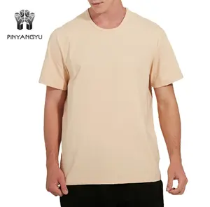 工厂定制标志设计高品质夏季基础棉涤纶氨纶短袖男士空白t恤