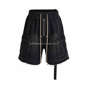 Nuevo con etiquetas recubiertas de cintura alta con ojales de Metal bolsillos de carga para hombres Cargo negro Cargobela pantalones cortos Bauhaus algodón Bermudas Zip Shorts - Product Image 1