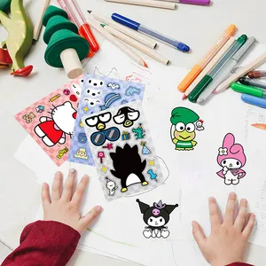 Lovely Cute Kuromi Melody Kitty Pochacco Cinnamoroll Stickers Make-a-Face Puzzle Toys Decoration Wall DIY Dress Up Game Decals