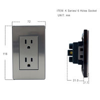 Prise murale électrique standard sud-américaine 16A, double prise 3 broches US 15A, 220V