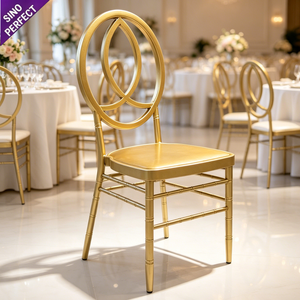Silla de Comedor Redonda de Metal, Hierro, Dorado y Blanco, de Diseño Moderno, para Hoteles, Eventos y Bodas, Venta al Por Mayor - Product Image 1
