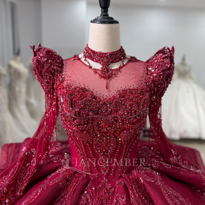 ชุดราตรีสีแดงสำหรับงาน Sweet 16, งาน Quinceanera, ชุดเดรส Vestido De 15 Anos, ชุดแต่งงาน รุ่น Xs138 - Product Image 3