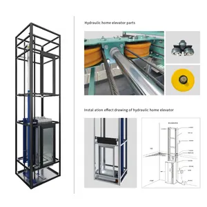 Ascensore casa ascensore Villa ascensore casa piccolo ascensore 100kg-400kg per tutta la parola di vetro per interni pressione idraulica