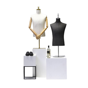 Torse de <span class=keywords><strong>mannequin</strong></span> de tailleur de forme masculine de <span class=keywords><strong>buste</strong></span> de corps supérieur <span class=keywords><strong>avec</strong></span> le <span class=keywords><strong>bras</strong></span> en bois réglable - Product Image 4
