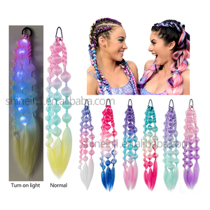 Shinein Estensioni per Capelli a Treccia Crochet Fatte a Mano da 24 Pollici, a Forma <span class=keywords><strong>di</strong></span> Cuore, Colorate, <span class=keywords><strong>con</strong></span> Effetto Bolle e Tinsel - Product Image 5