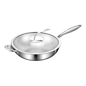 <span class=keywords><strong>Wok</strong></span> de Acero Inoxidable 304 HENGCW, Sartén Antiadherente de Baja Emisión de Humos, Utensilios de Cocina de Acero de Tres Capas con Fondo Plano Templado - Product Image 6