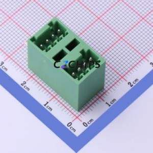 DB2ERH-2.5-2*4P-GN Plug-in Terminal Block Bent Lead Through Hole,P=2.5mm Board-to-Board / Socket - Closed 2x4P 2.5mm Green - Product Image 1