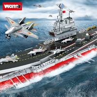 WOMA TOYS – ensemble de blocs de construction pour adultes, bateau de guerre, avion porte-avion, modèle réduit